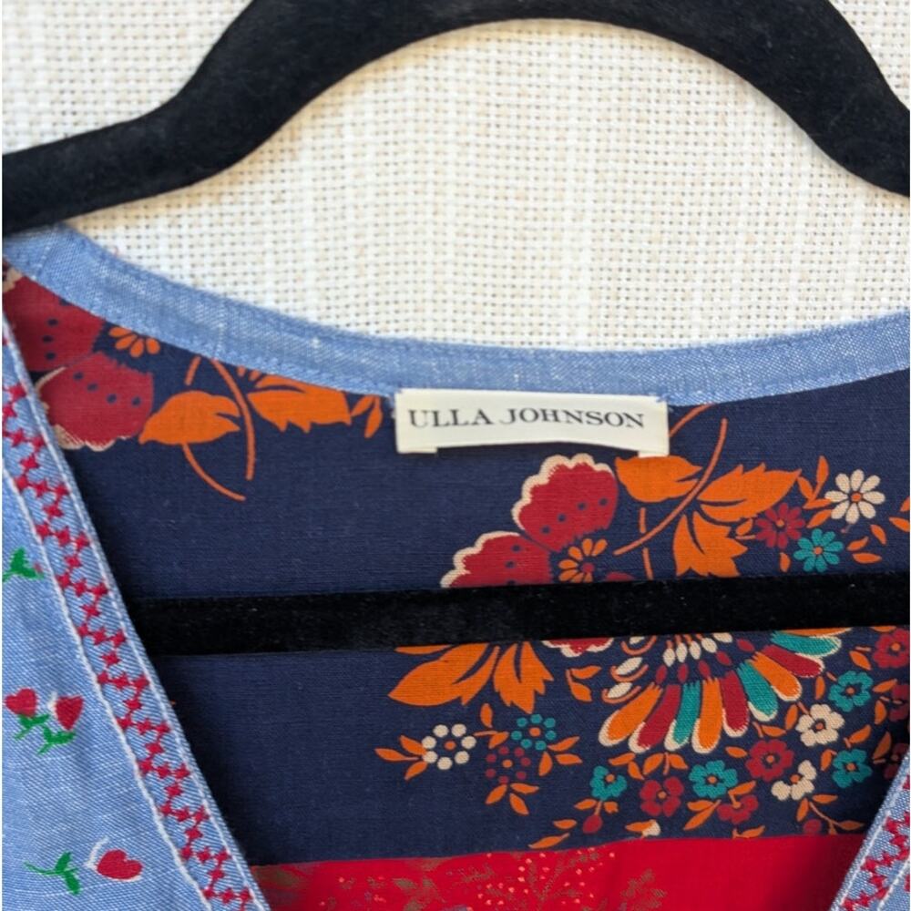 Ulla Johnson Milena Patchwork Cotton/Linen V-Neck… - image 3